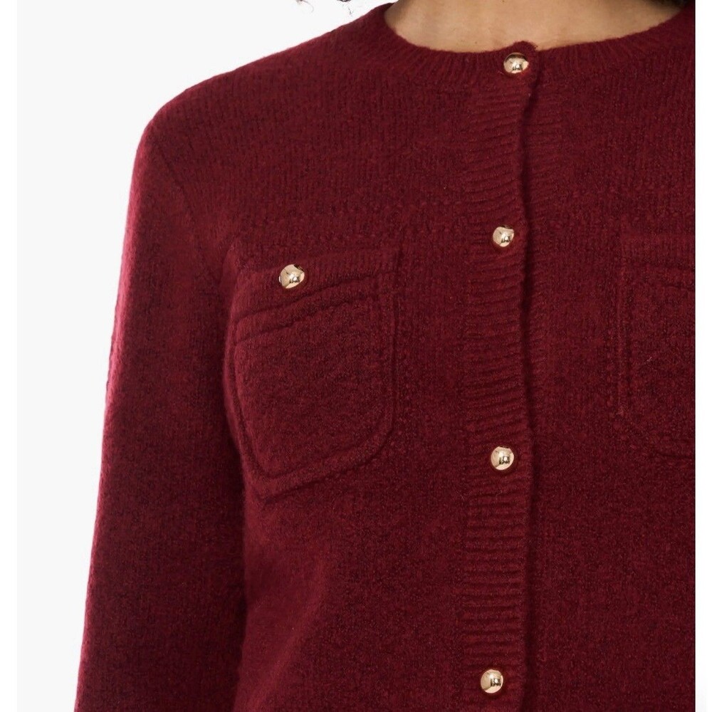 NWT CeCe Red Cardigan Sweater Large Blazer Preppy Office Thick Elegant MP $109 - Picture 5 of 14